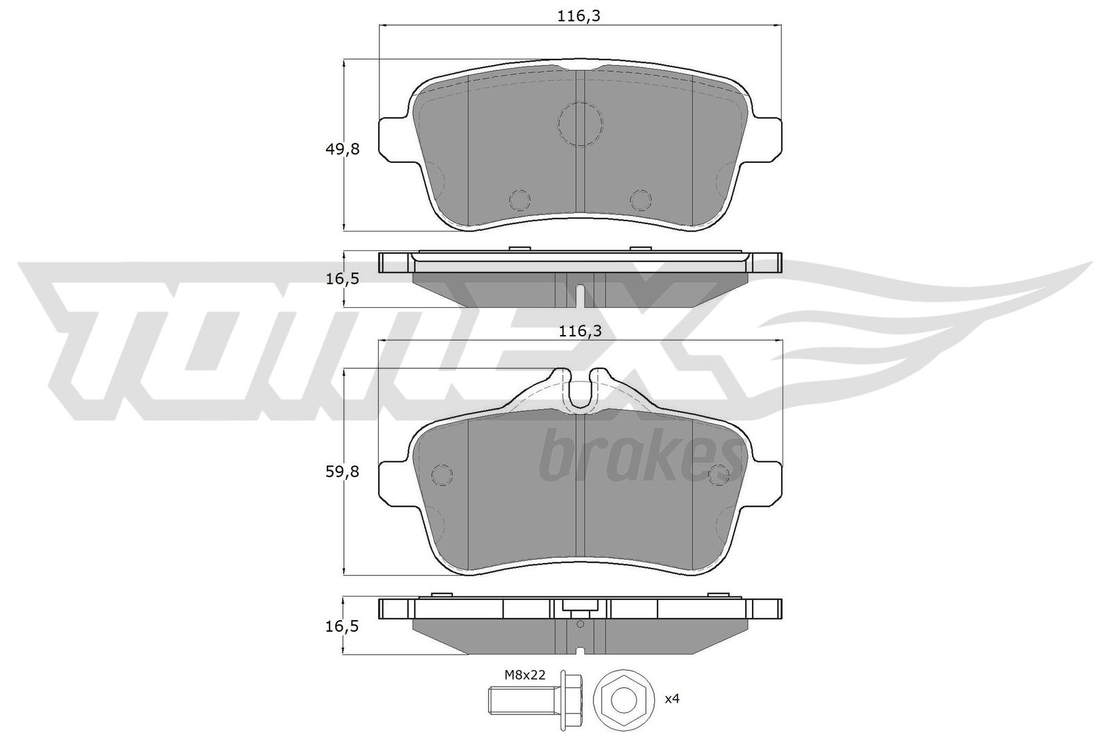 Sada brzdových platničiek kotúčovej brzdy TOMEX Brakes